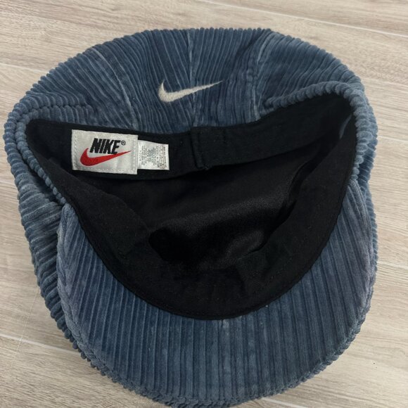 Vintage Nike Blue Corduroy Newsboy Cap 90s Wide Wale Driver Hat Medium - Picture 14 of 15
